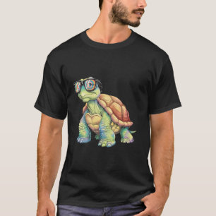 Camiseta Tartaruga Trabalho de arte Colorida e Vibrante par