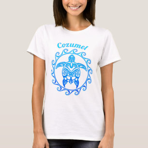 Camiseta Tartaruga tribal Cozumel do azul de oceano