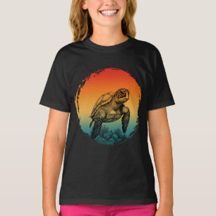 Camiseta tartaruga verão oceano pôr do sol