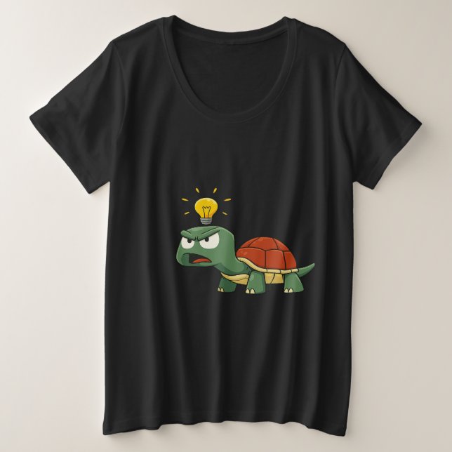 Camiseta Tartaruga Zangada com Ideia Brilhante (Frente do Design)