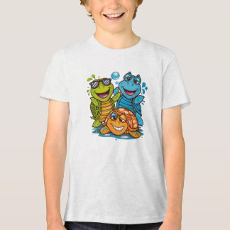 Camiseta Tartarugas Divertidas de Verão Esquadrão Crianças 