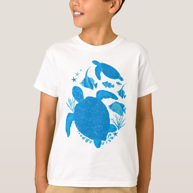 Camiseta Tartarugas do mar em bruto Design (Frente)