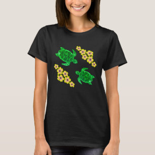 Camiseta Tartarugas do Mar Verde da Família Ohana Havaiana