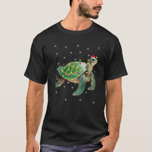 Camiseta Tartarugas marinhas Luzes de Natal Engraçadas Feli