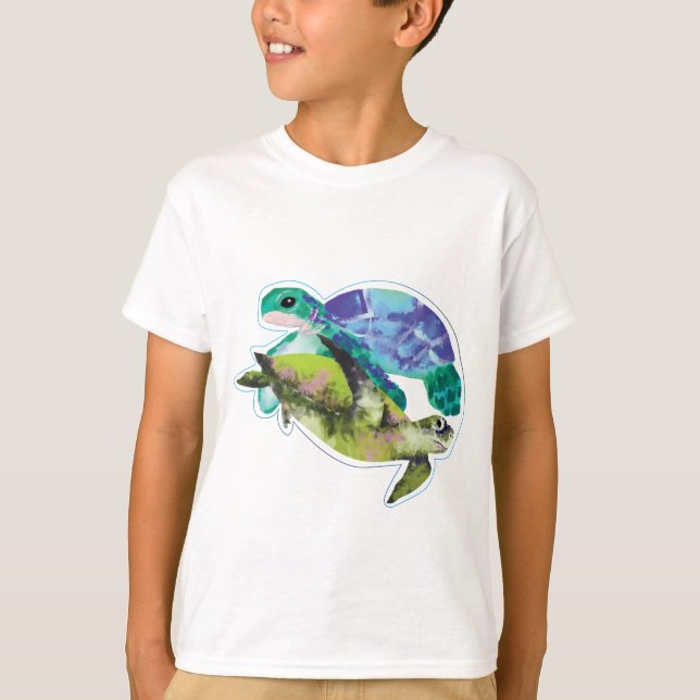 Camiseta Tartarugas oceânicas Nadando Gráfico (Frente)