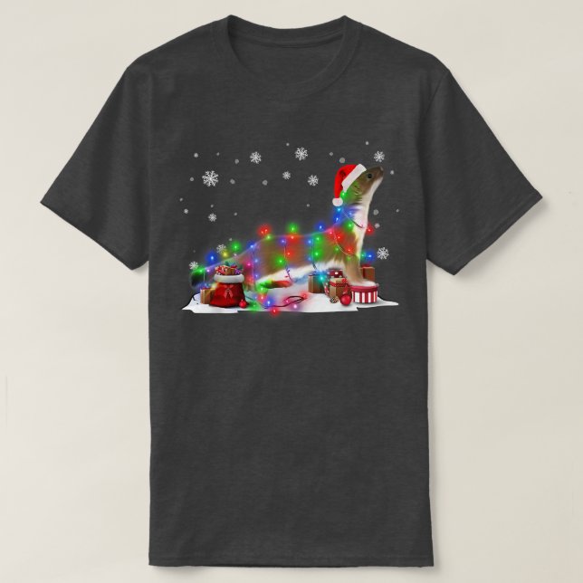 Camiseta Tartes Engraçadas Três Luzes De Natal Xmas Pajama  (Frente do Design)