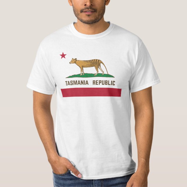 Camiseta Tasmânia República da tilacina Bandeira da Tasmâni (Frente)