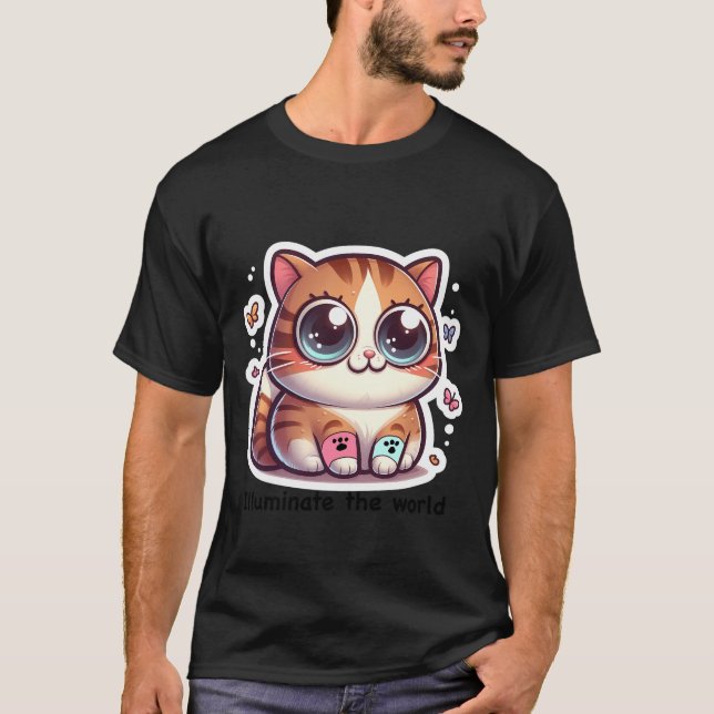 Camiseta Tater em bravo adornados de gato adoráveis (Frente)