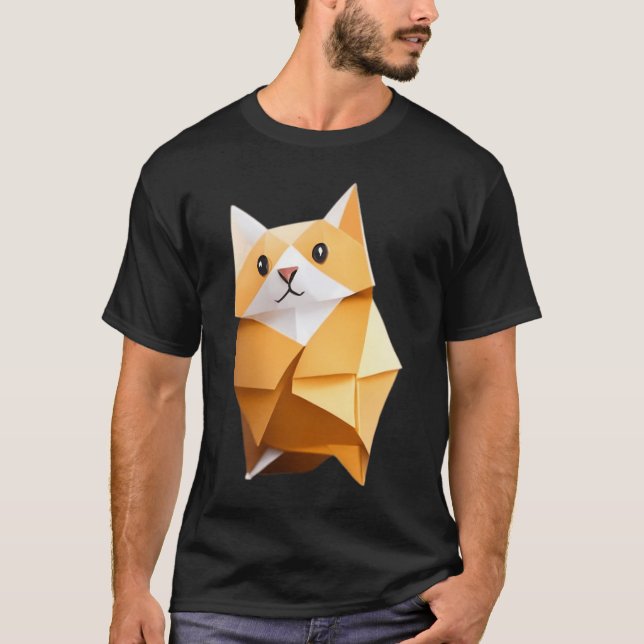 Camiseta Tater Tot Orange Cat - Origami (Frente)