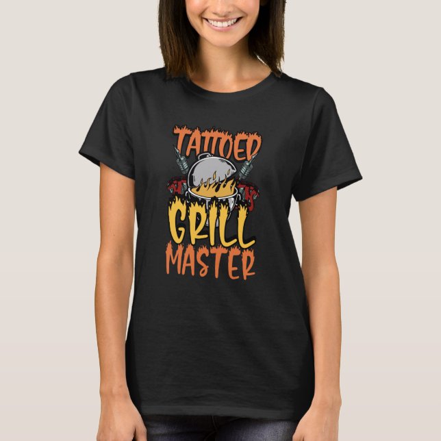 Camiseta Tattoed Grill Master Smoker Grill Barbecue Meat Gr (Frente)