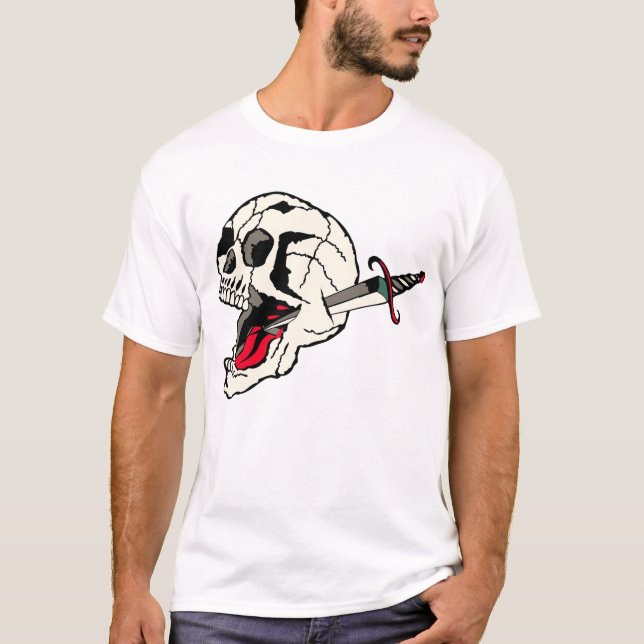 Camiseta Tattoo crane transperce dague tete de mort old sch (Frente)