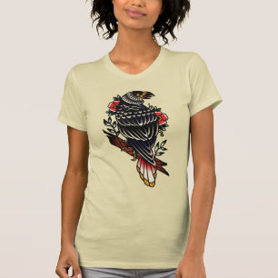 Camiseta Tattoo Design Graphic Raven Crow Old School