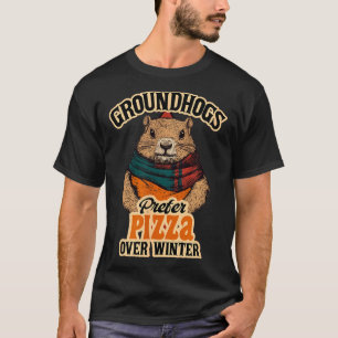 Camiseta Tatu-bolas Preferem Pizza a Diversão de Inverno Fe