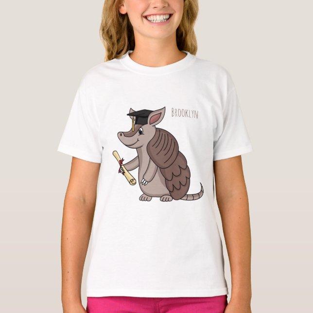 Camiseta Tatu bonito com desenho de boné de formatura (Frente)
