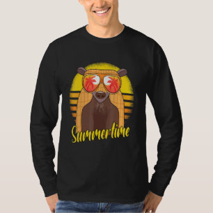 Camiseta Tatu de Verão Retro Pôr do Sol Férias na Praia A