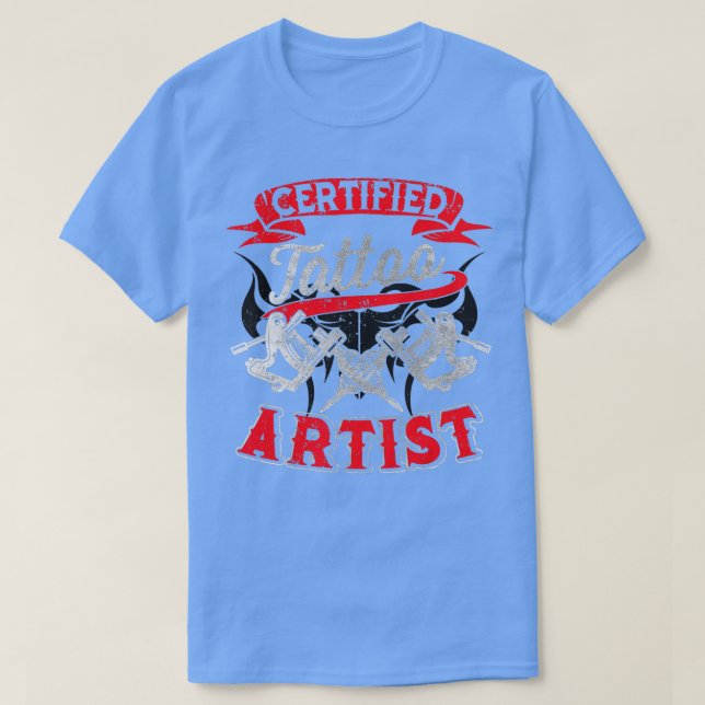 Camiseta Tatuador Tatuador Certificado de Tatuagem Presente (Frente do Design)