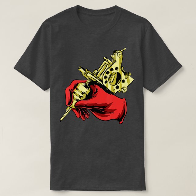 Camiseta Tatuador Tatuador Tatuador Máquina Mestra Tinta Ta (Frente do Design)