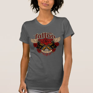 Camiseta Tatuagem Antiga Subcultura Rosas Punhos 