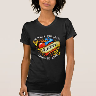 Camiseta Tatuagem clássico do coração do autismo
