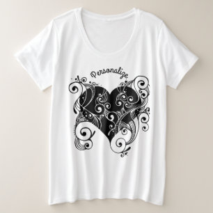 Camiseta Tatuagem Coração Personalizar Ilustração Branca Pr