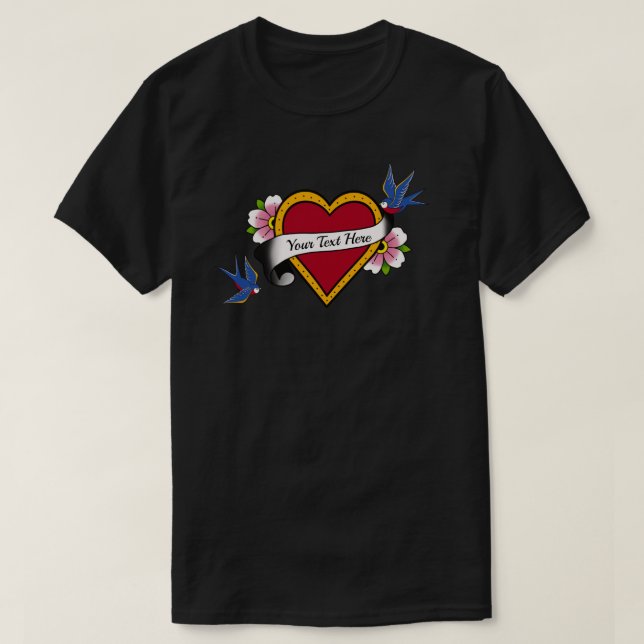 Camiseta Tatuagem da Cauda do Engolir Flor - Crie o seu (Frente do Design)