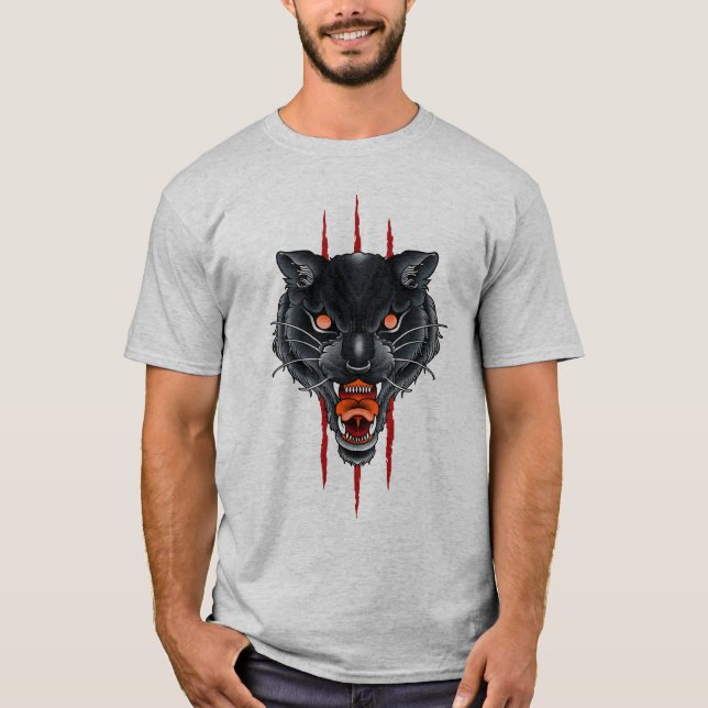 Camiseta Tatuagem de Arranhão de Garra de Pantera Negra (Frente)
