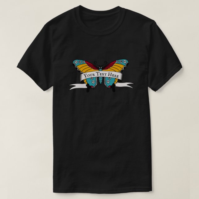 Camiseta Tatuagem de Borboleta - Crie a Sua (Frente do Design)