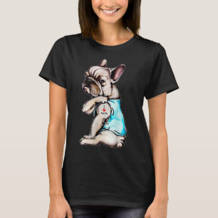 Camiseta Tatuagem de Bulldog Francês Eu Amo Mamãe Cachorro
