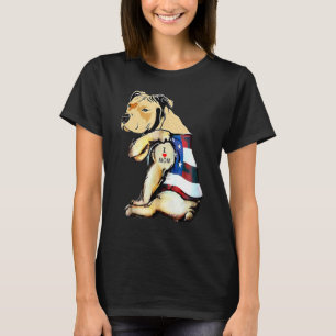Camiseta Tatuagem de cachorro Pitbull da moda Eu amo a mãe
