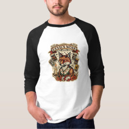 Camiseta Tatuagem de Cartão de Tarô da Raposa Astuta do Tra