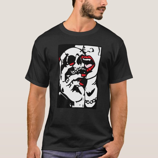 Camiseta Tatuagem de Caveira Vampiro (Frente)