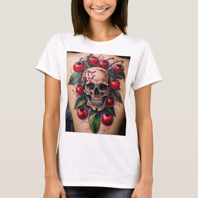 Camiseta Tatuagem de cerejas crônicas: uma mistura de belez (Frente)