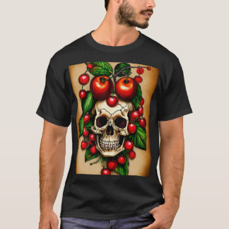 Camiseta Tatuagem de cerejas de crânio
