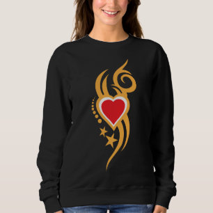 Camiseta Tatuagem de Coração Floral Ornamentado