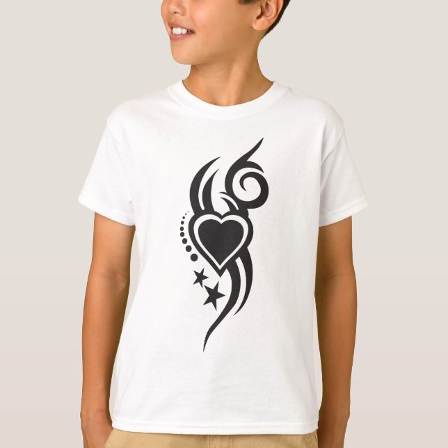 Camiseta Tatuagem de Coração Floral Ornamentado (Frente)