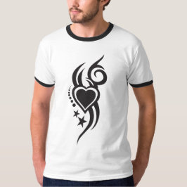 Camiseta Tatuagem de Coração Floral Ornamental