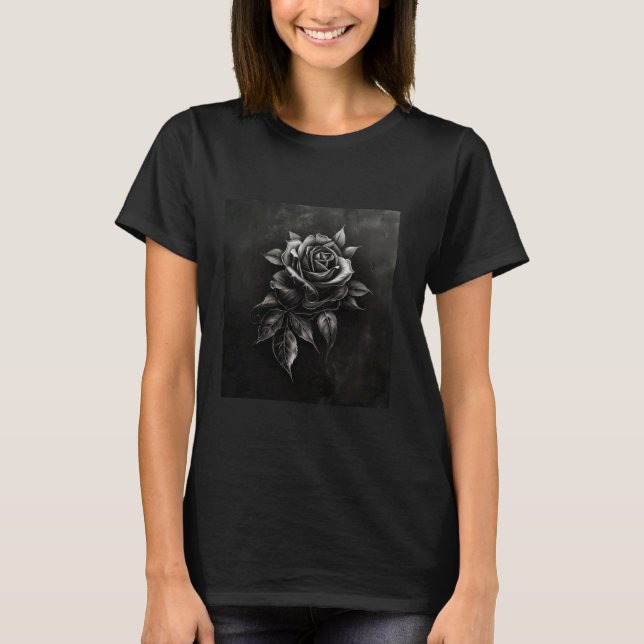 Camiseta Tatuagem de rosa de Vintage (Frente)