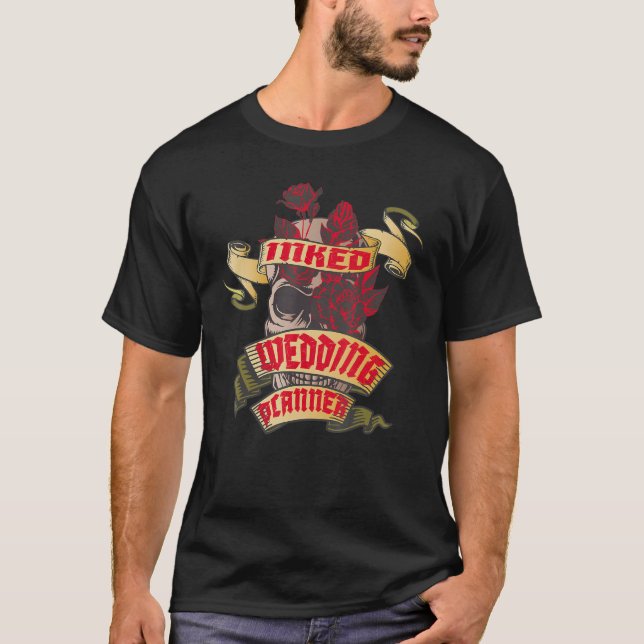 Camiseta Tatuagem de Skull & Rosa vermelha Inked Planner (Frente)