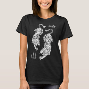 Camiseta Tatuagem de Tigres Sak Yant Muay Thai Kickboxing A