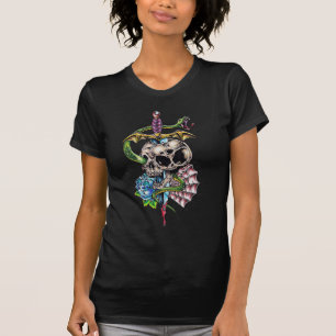 Camiseta Tatuagem do crânio & do punhal