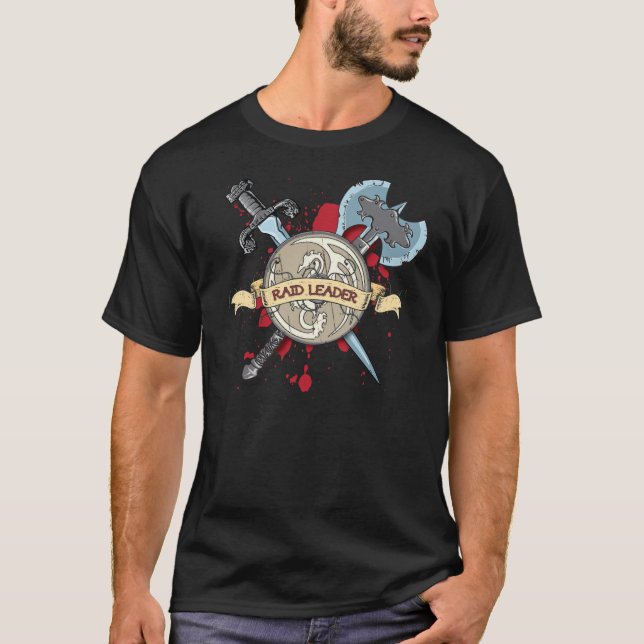 Camiseta Tatuagem do LÍDER do RAID - espada, machado, e (Frente)