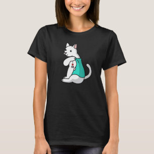 Camiseta Tatuagem do Papai Amor Gato Branco Animal de Estim