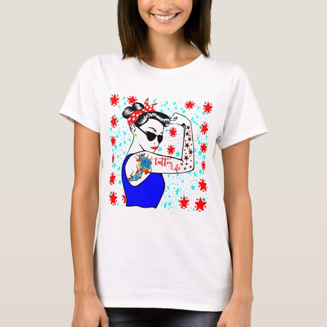 Camiseta Tatuagem feminina Vida 2 #USAPatriotGraphics © (Frente)