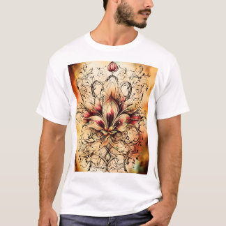 Camiseta Tatuagem Fleur-de-Lys em Abstrato Watercolor Desig