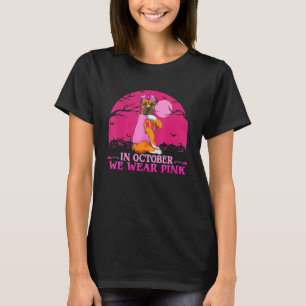 Camiseta Tatuagem Forte de Cachorro Boxer Em Outubro Usamos