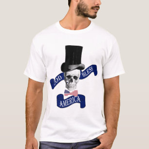 Camiseta Tatuagem gótico engraçado do crânio de América