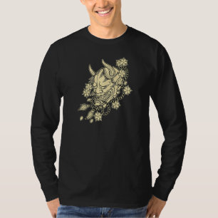 Camiseta Tatuagem Japonesa Hannya Devil Mask With Cherry Bl