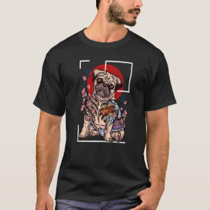 Camiseta Tatuagem Japonesa Pug Amante de Cachorro Pug estil
