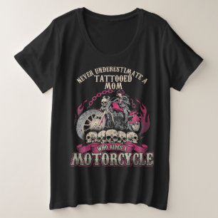 Camiseta Tatuagem Mãe Biker Nunca Subestima A Moto