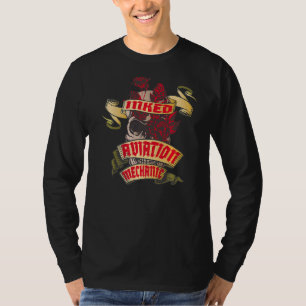 Camiseta Tatuagem Mecânica Da Aviação Em Caveira E Rosas ve